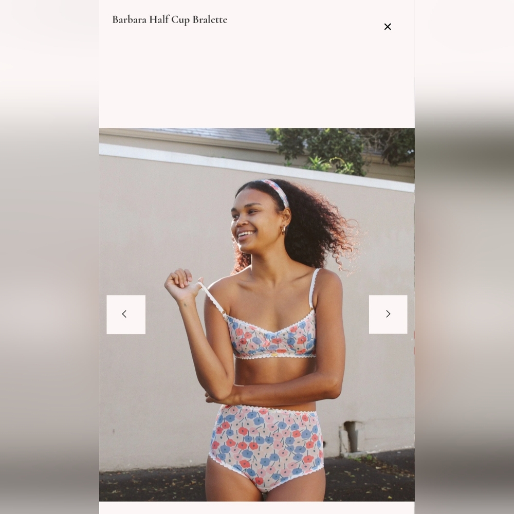 Nette Rose Barbara Half Cup Floral Mesh Retro Style Bralette